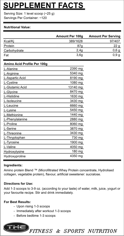 THE Amino Whey label